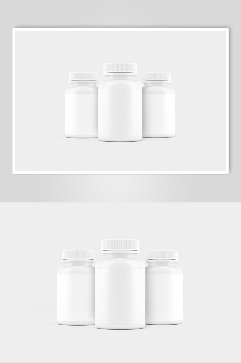 圆形阴影立体灰白瓶子包装样机素材