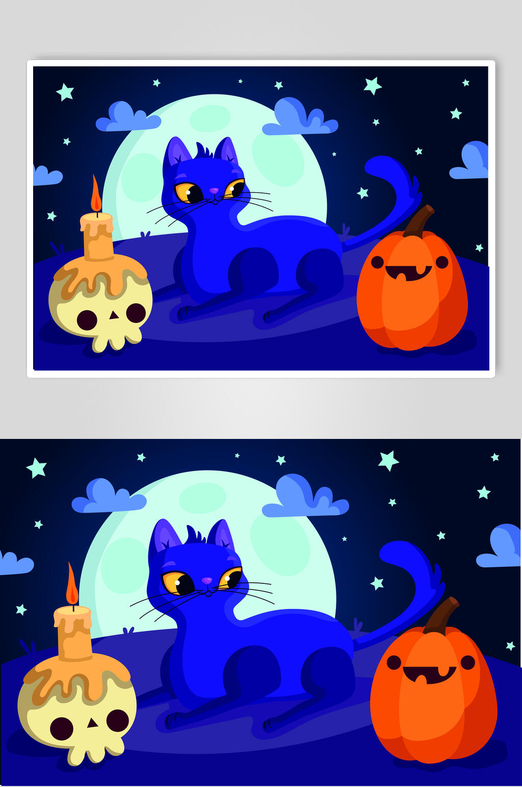 南瓜灯猫咪矢量万圣节猫咪插画素材素材