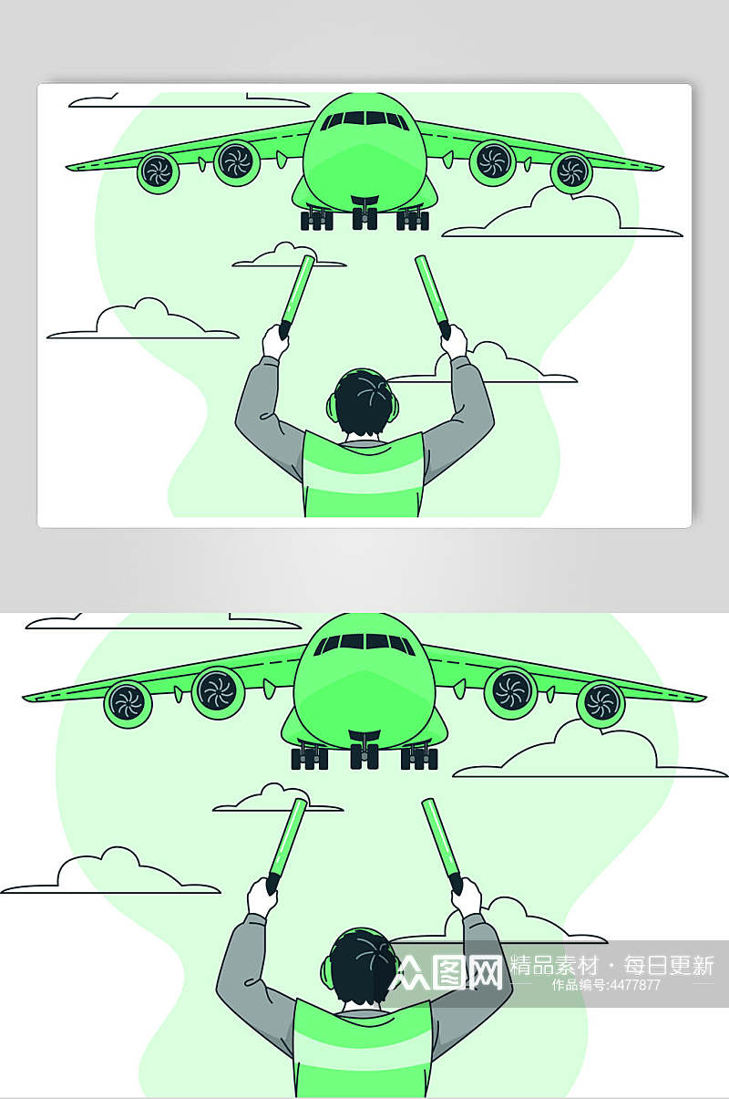 飞机绿色生活矢量素材素材