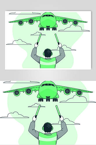 飞机绿色生活矢量素材