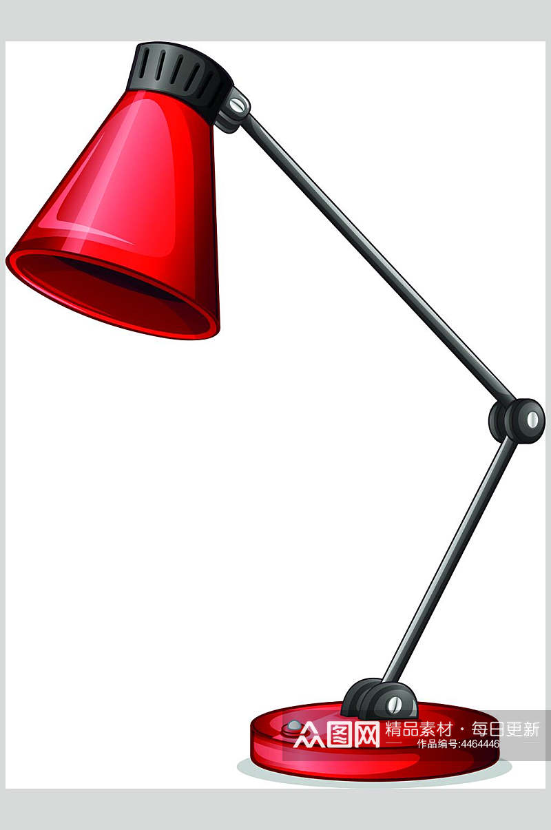 红黑简约手绘清新台灯样式矢量素材素材