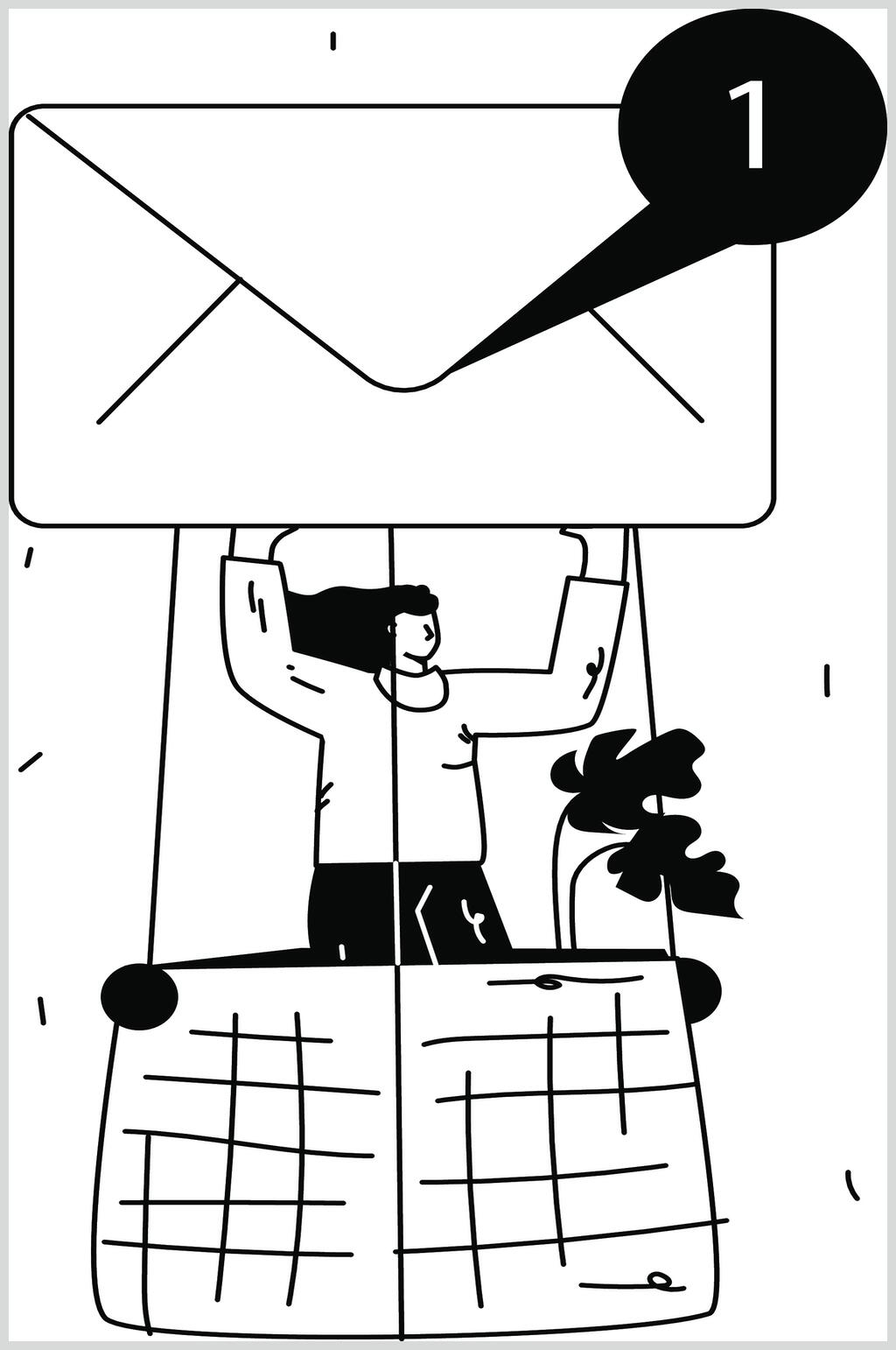 线条窗户黑白简洁人物插画矢量素材素材