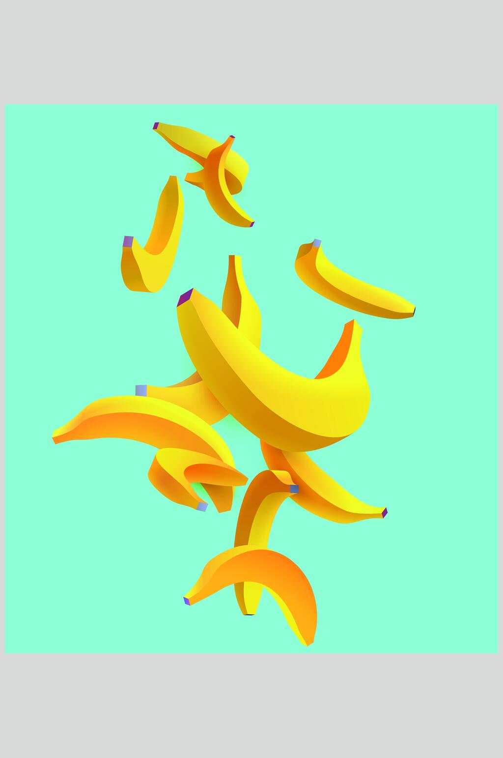 香蕉绿色流体立体几何矢量素材素材