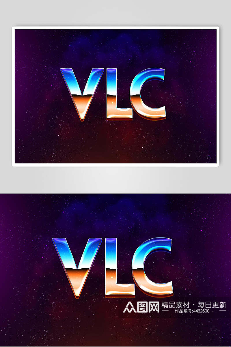 VLC复古字体效果样机素材
