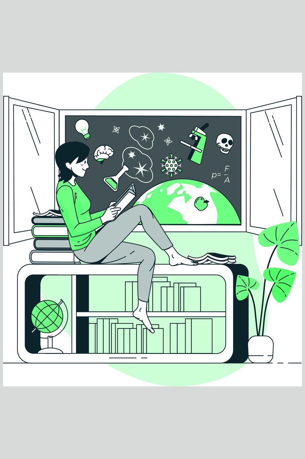 植物绿色简约学习图书插画矢量素材素材
