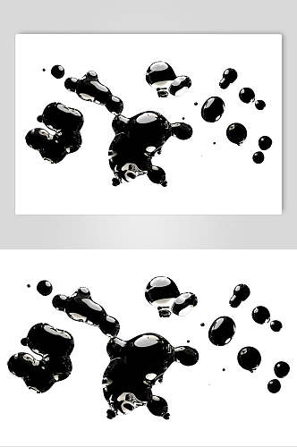 不规则图形简约黑透明水滴液体素材
