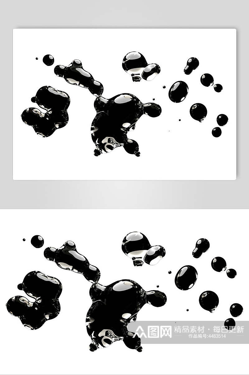 不规则图形简约黑透明水滴液体素材素材