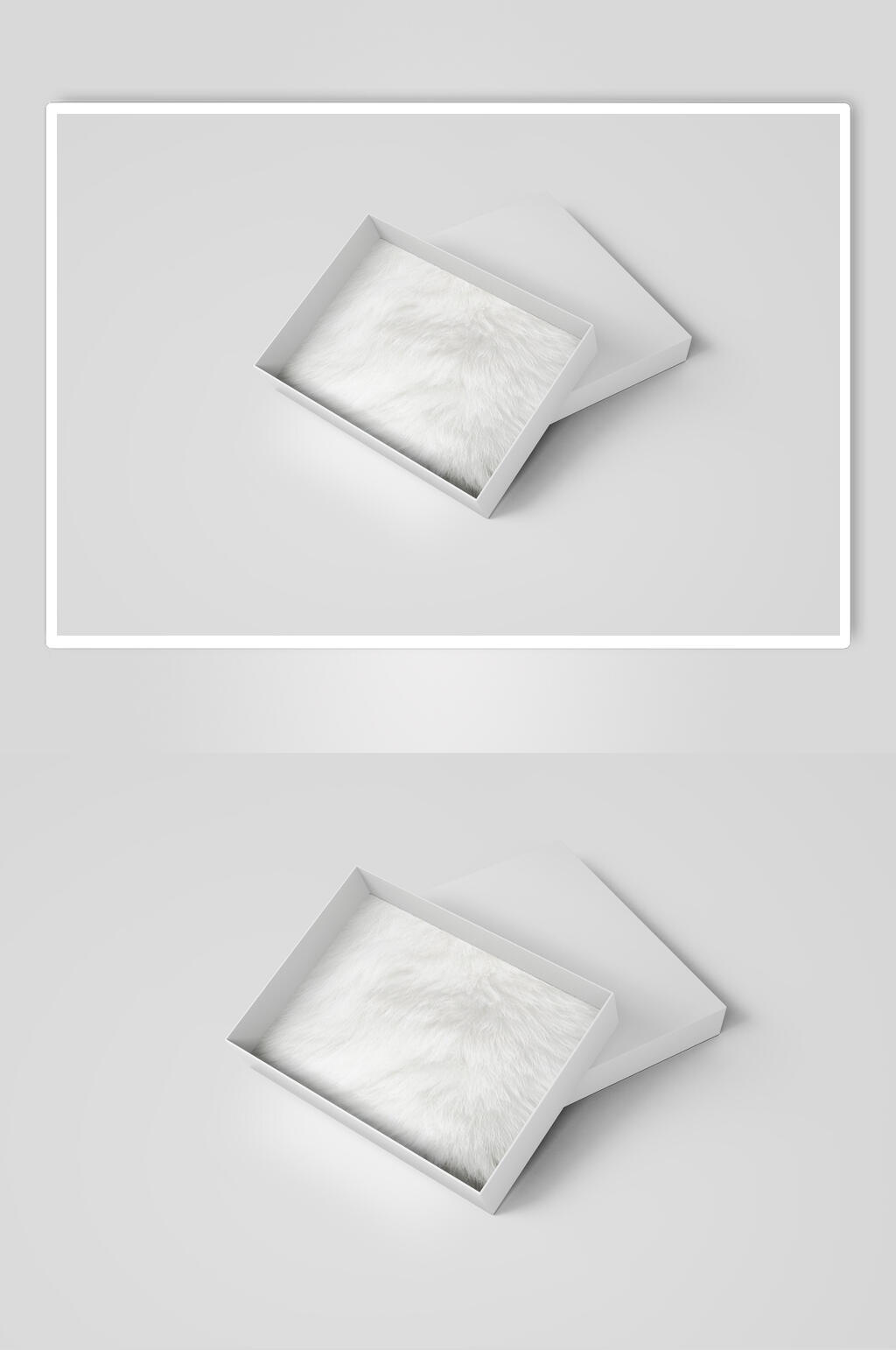 立体方形阴影灰白色礼品盒样机素材