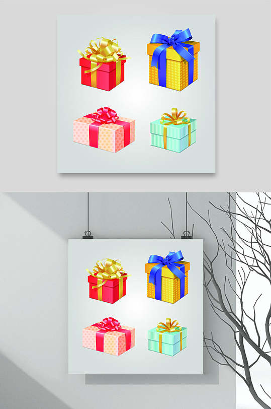 简约蝴蝶结礼盒矢量素材