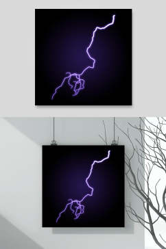 简约线条创意创意高端紫色闪电素材