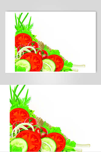 红绿番茄叶子简约清新蔬菜矢量素材