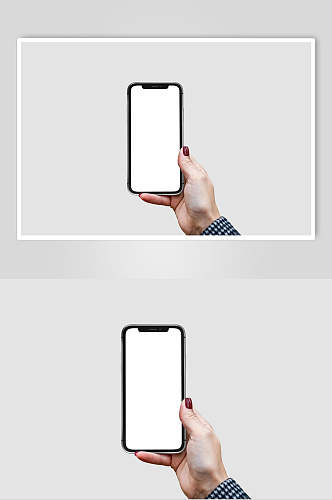 手拿正面手机屏幕设计样机