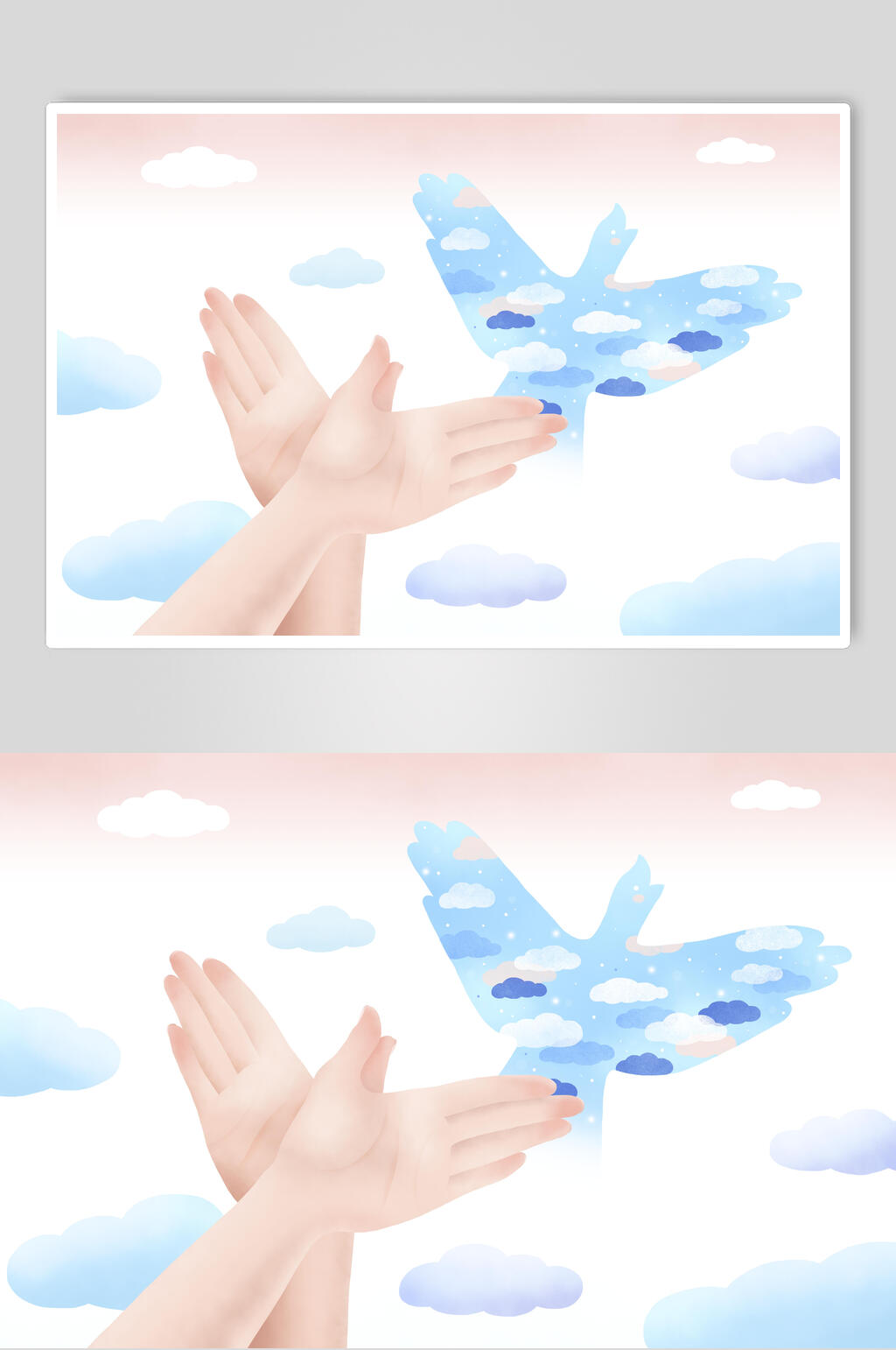 手掌小鸟清新花朵鸽子手势爱心素材素材