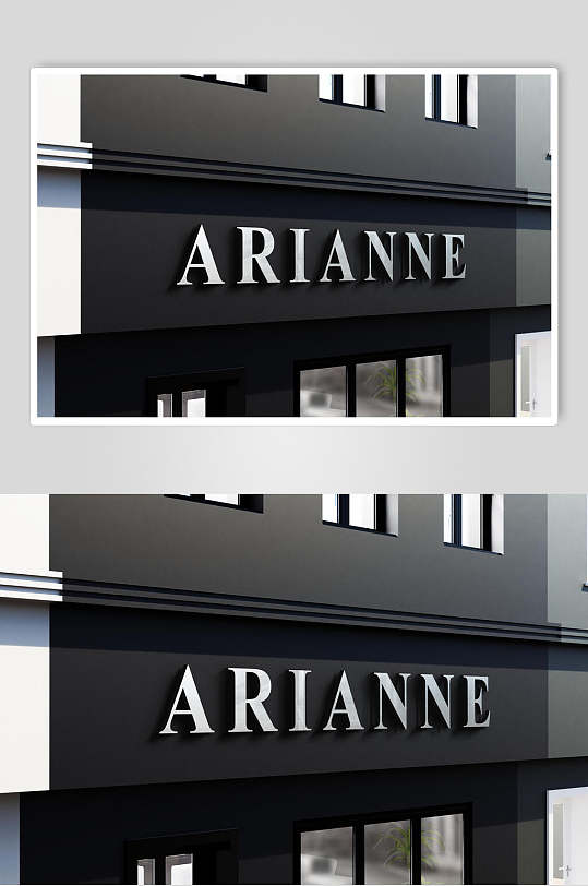 立体白色字黑色门店招牌logo招牌样机