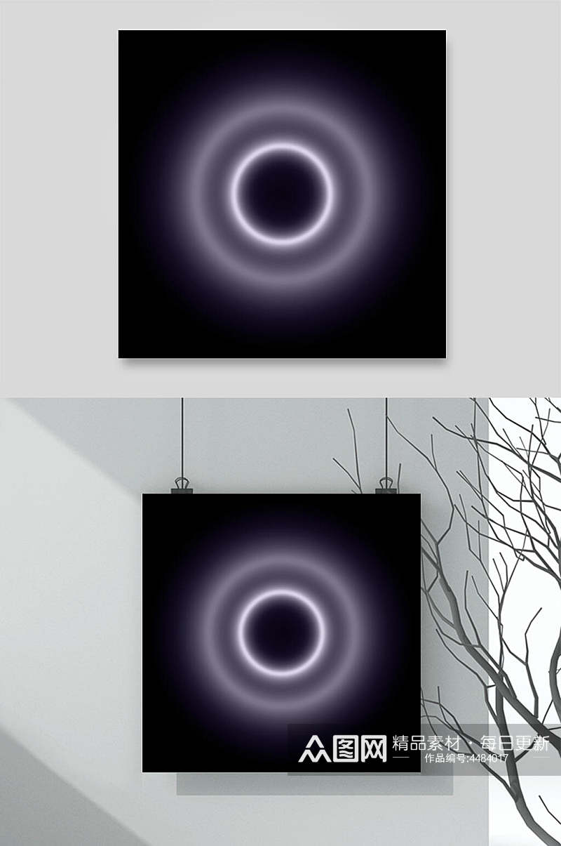 圆形黑色紫色简约手绘镜头光晕素材素材