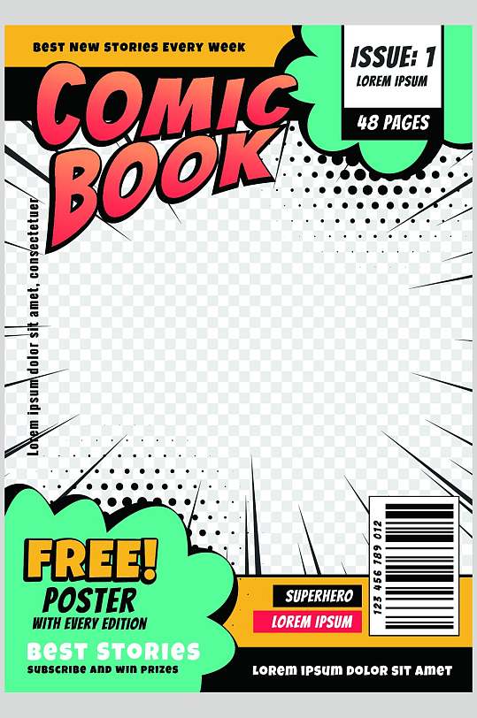 英文圆形时尚波普风杂志矢量素材