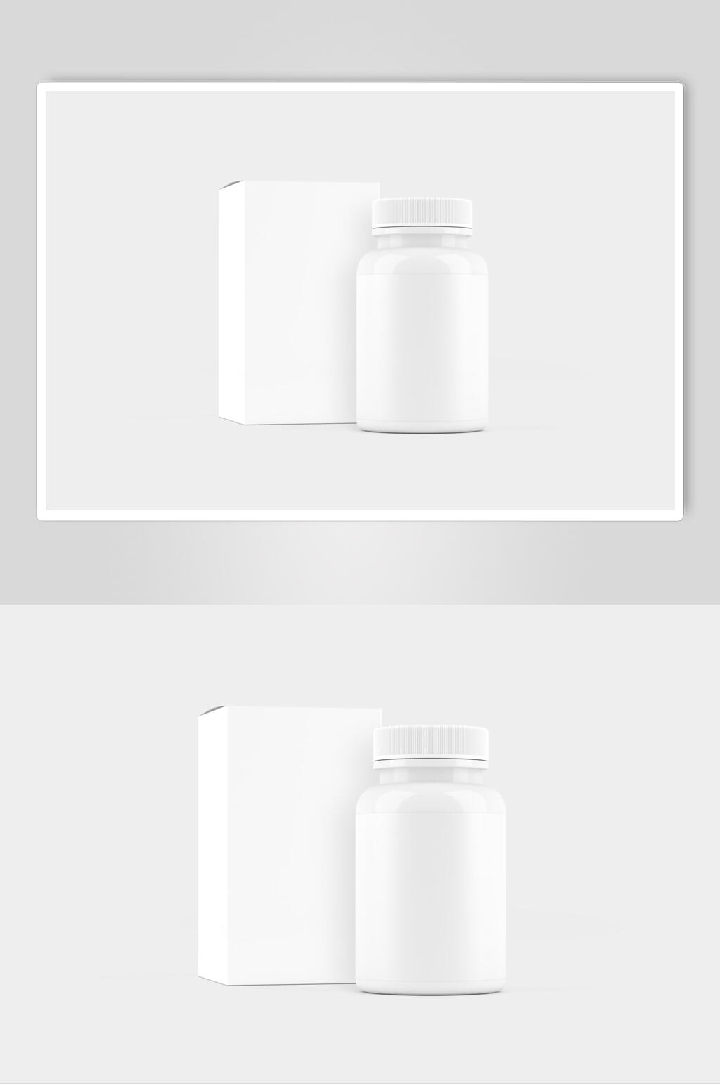 圆形立体方形灰色瓶子包装样机素材