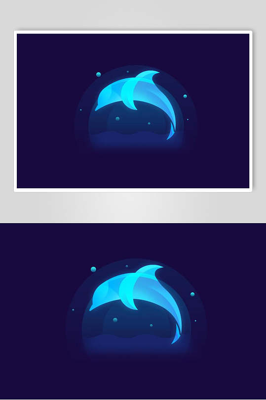 鲸鱼蓝色手绘唯美动物渐变图表素材