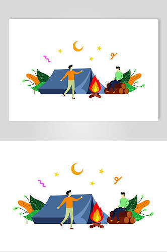 月亮帐篷叶子木头绿色安全矢量素材