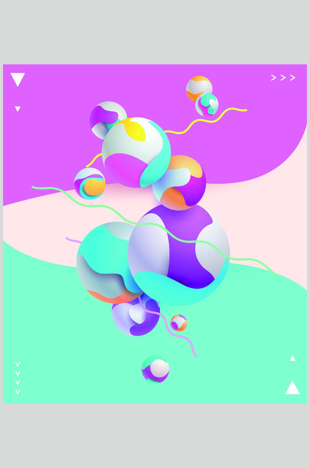 线条球形流体立体几何矢量素材素材