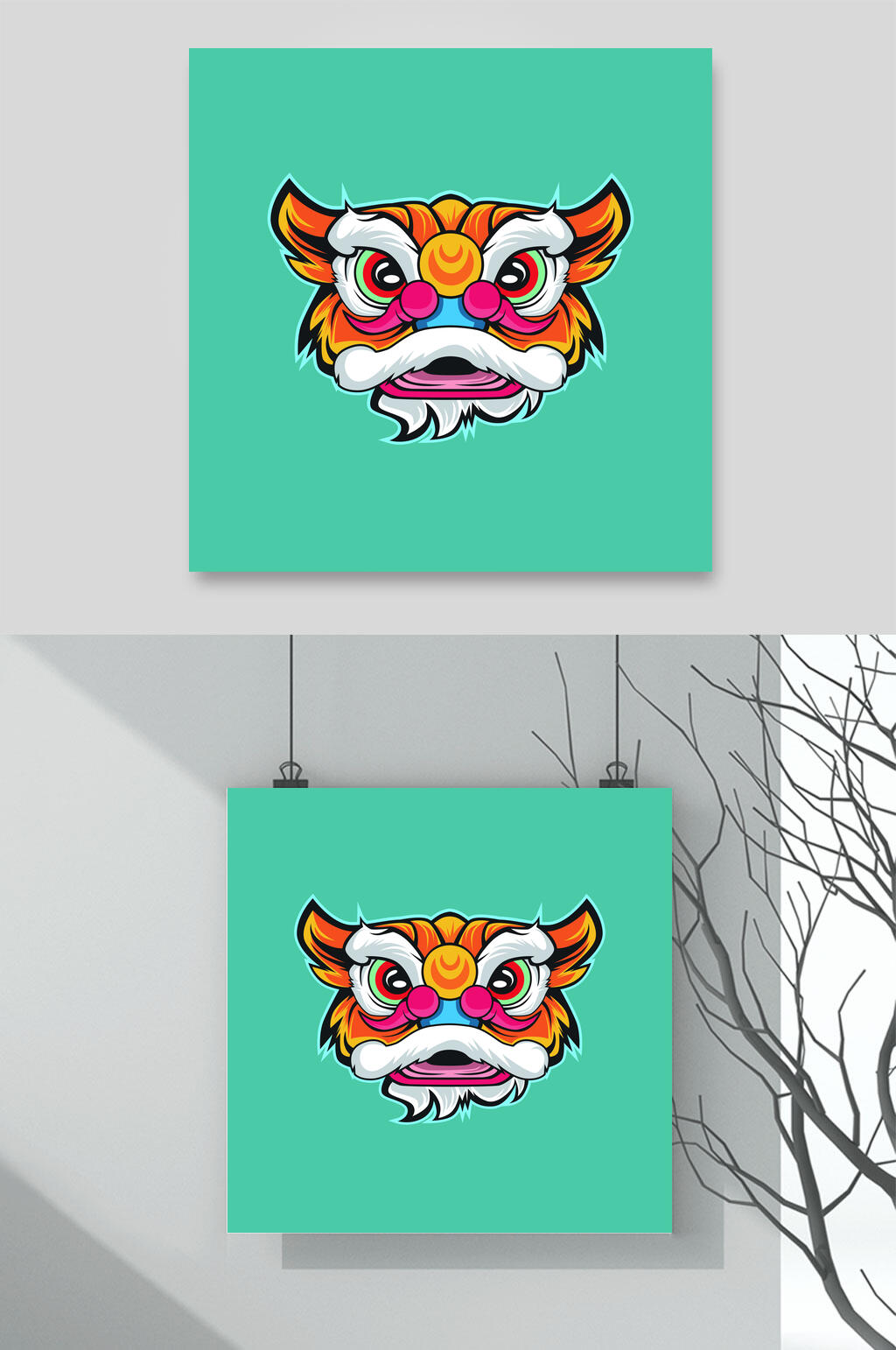 虎头黑暗风骷髅插画素材