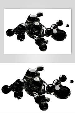 反光黑色手绘透明水滴液体素材
