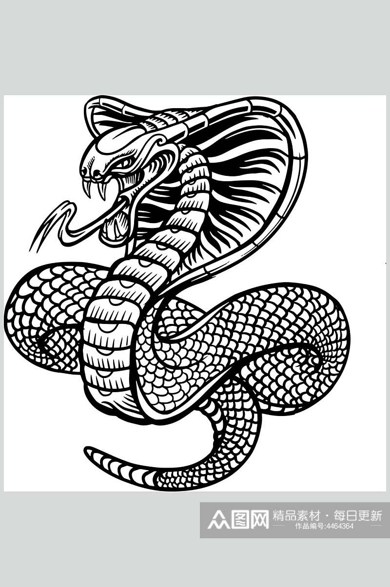 线条简约黑色卡通手绘蛇矢量素材素材
