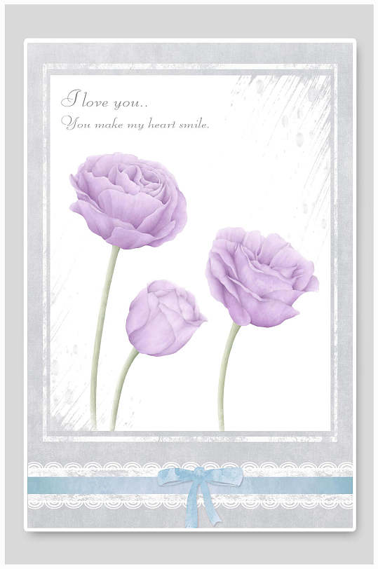 灰色调紫色花朵海报