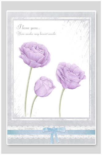灰色调紫色花朵海报