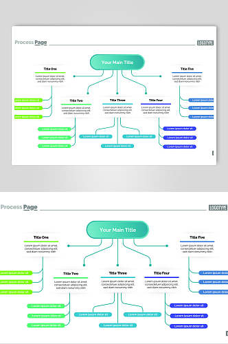 紫绿色公司组织构架图矢量素材