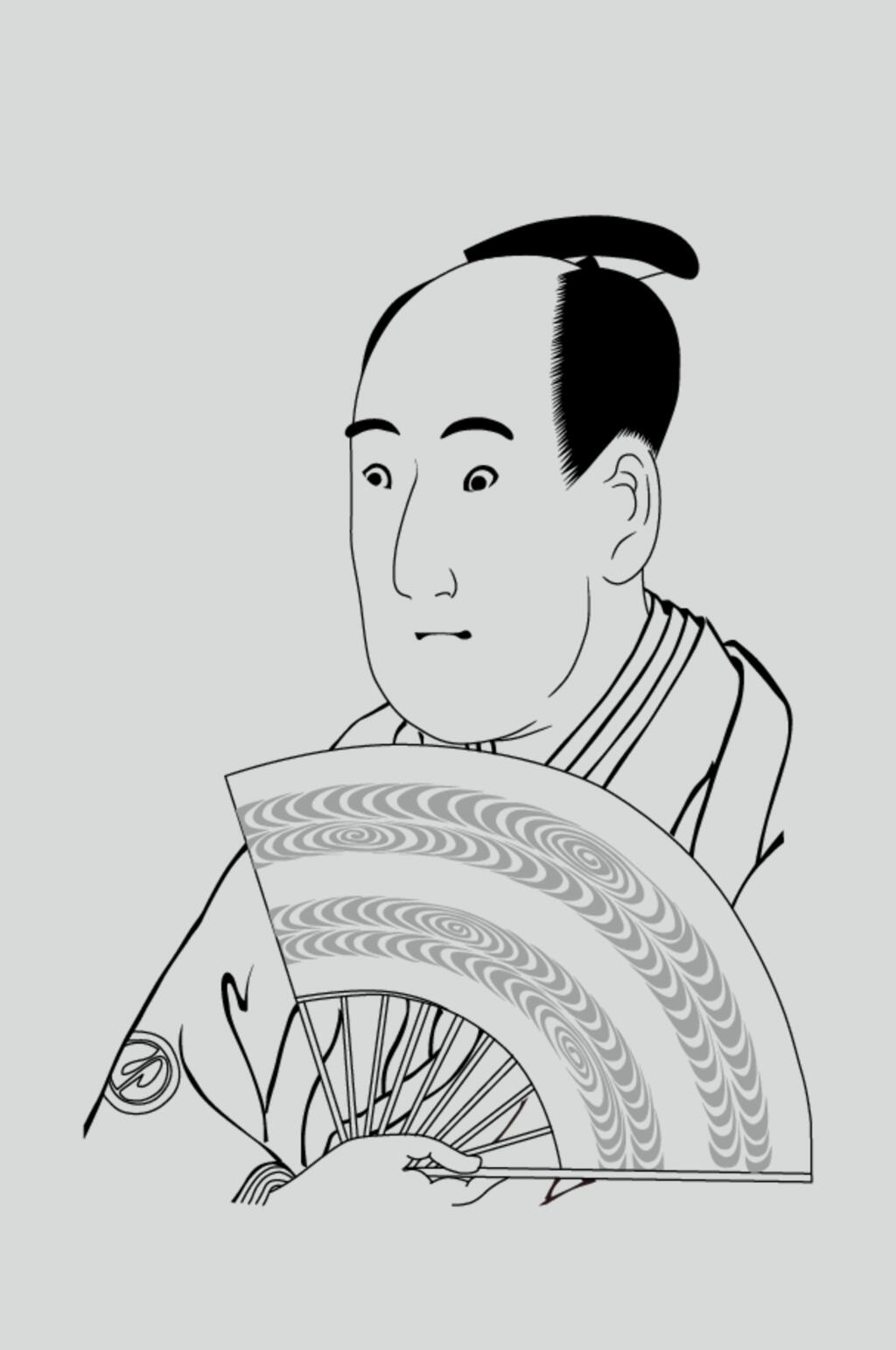 简约扇子矢量浮世绘仕女素材素材