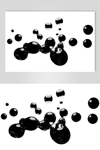 圆形反光黑色时尚透明水滴液体素材
