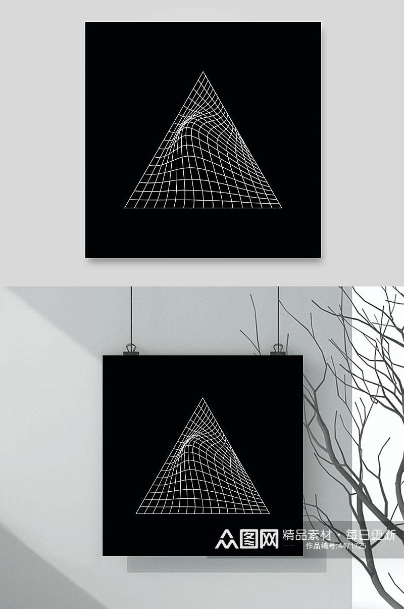 三角黑色手绘抽象几何形状矢量素材素材