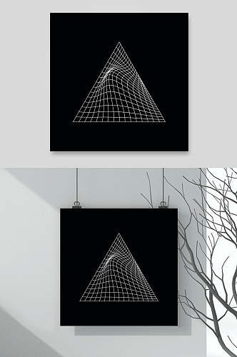 三角黑色手绘抽象几何形状矢量素材
