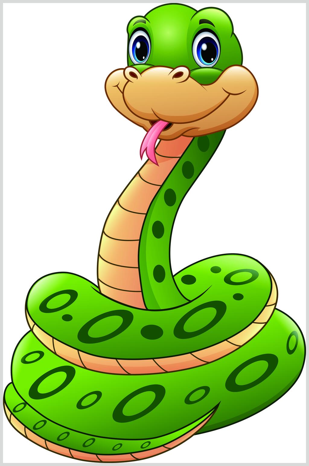 蛇可爱绿色舌头卡通手绘蛇矢量素材