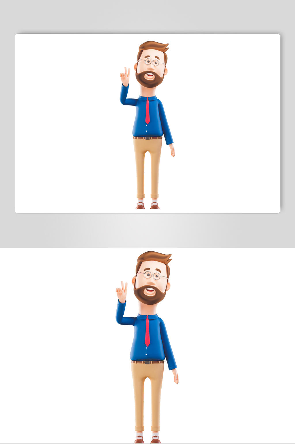 黄蓝手绘简约手掌清新3d人物元素立体素材素材