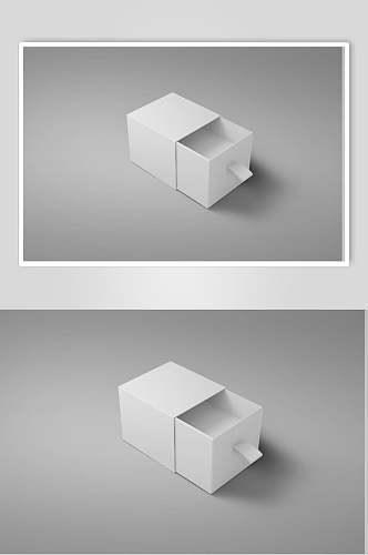 白色方形抽屉包装盒样机