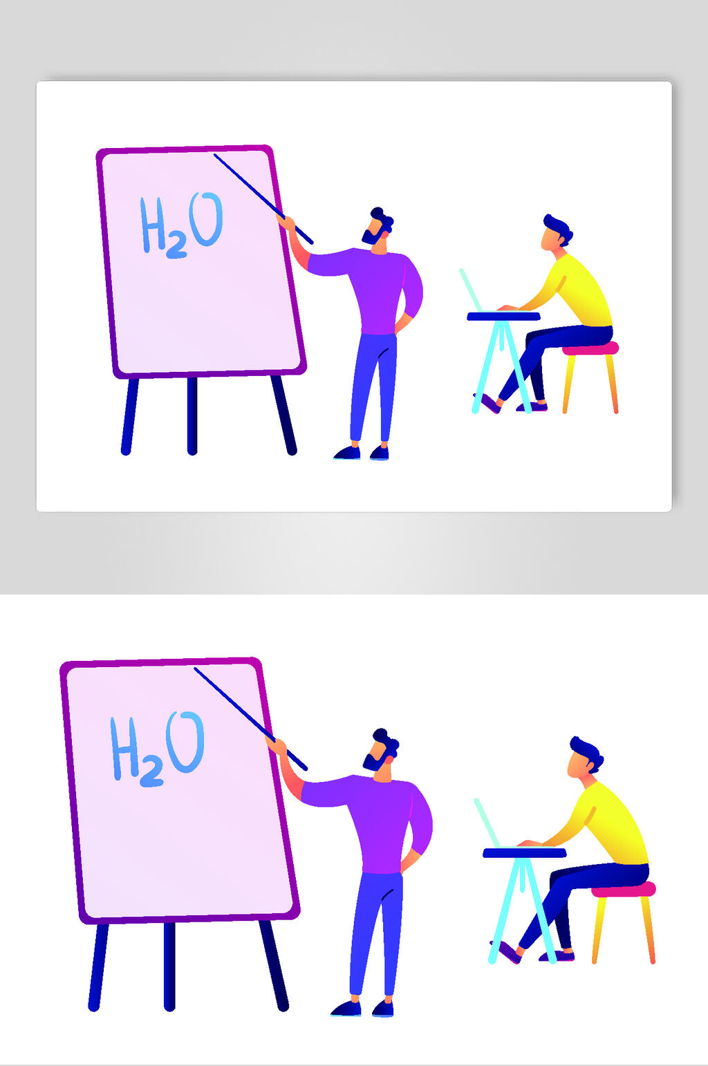 化学紫色电脑手绘清新渐变矢量素材素材