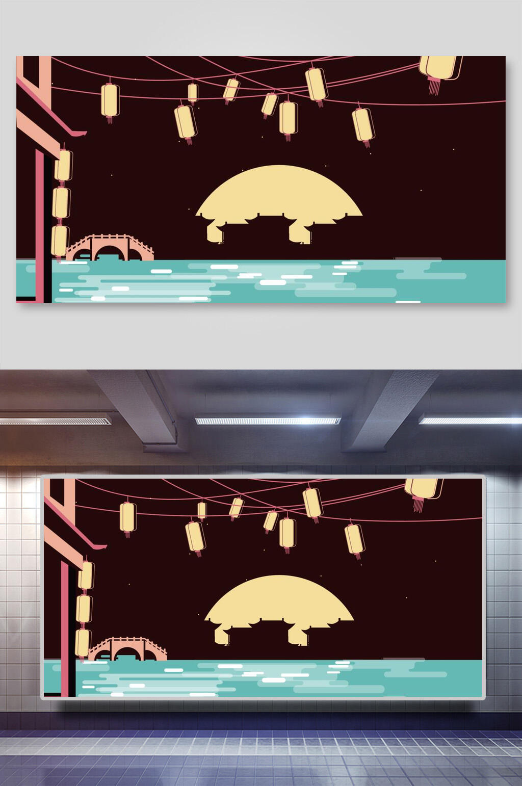 典雅古风建筑矢量插画素材