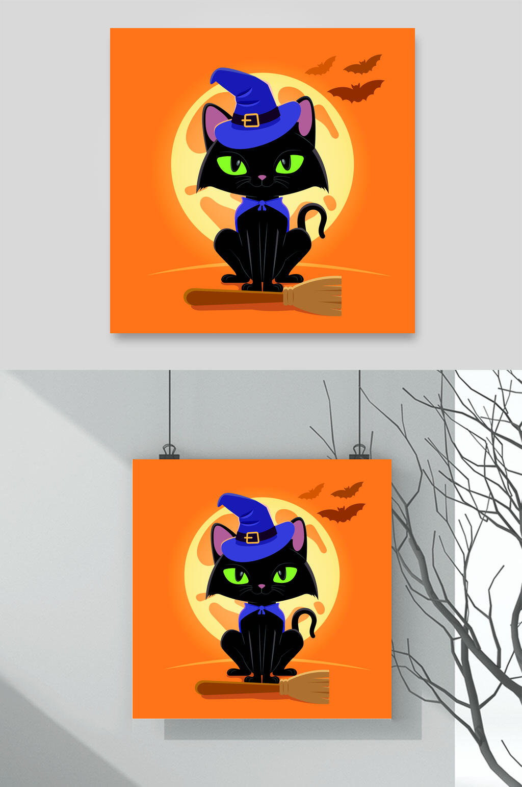 猫咪蝙蝠矢量万圣节猫咪插画素材素材