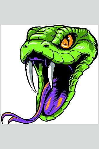 紫绿简约牙齿卡通手绘蛇矢量素材