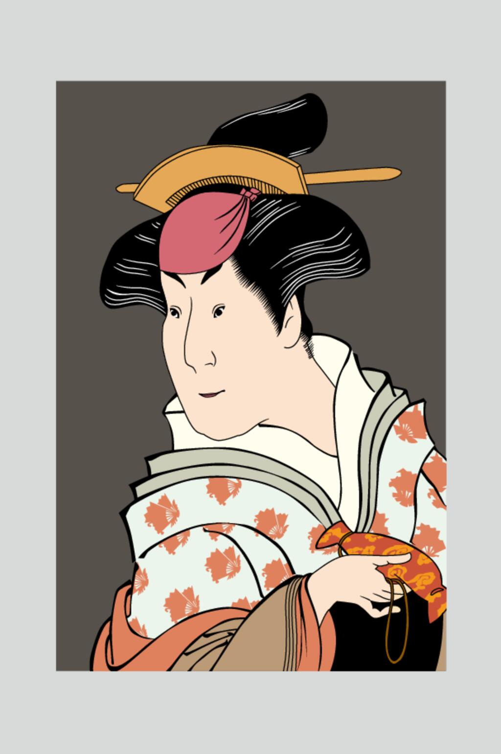 线条衣服黑矢量浮世绘仕女素材素材