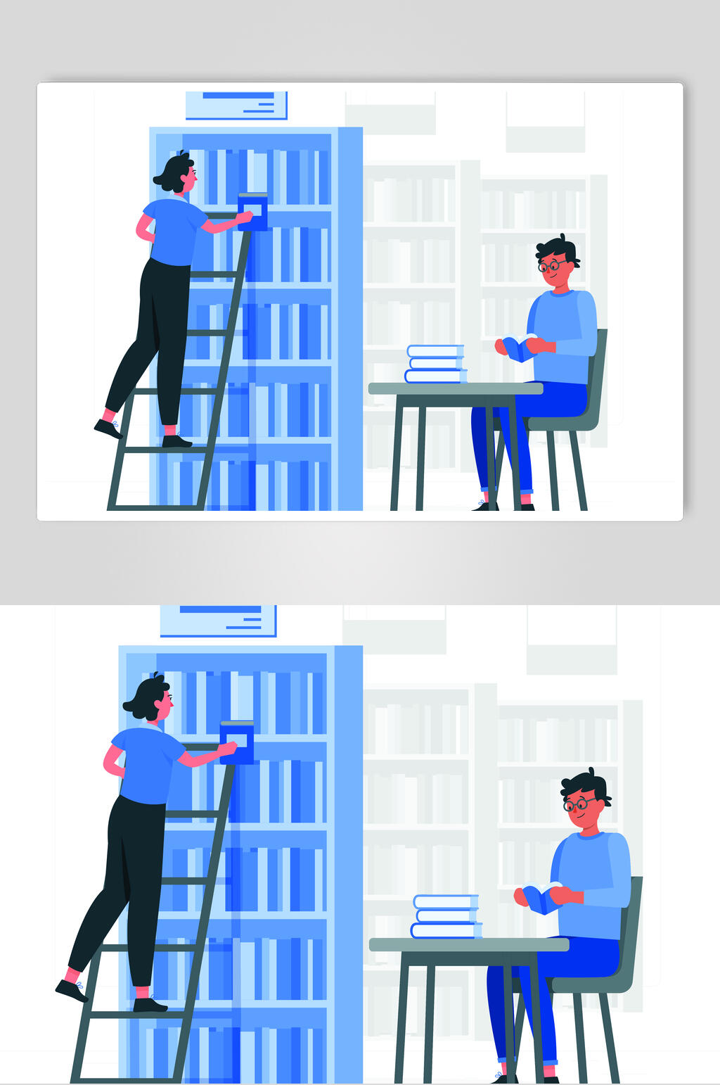 个性学习图书插画矢量素材素材