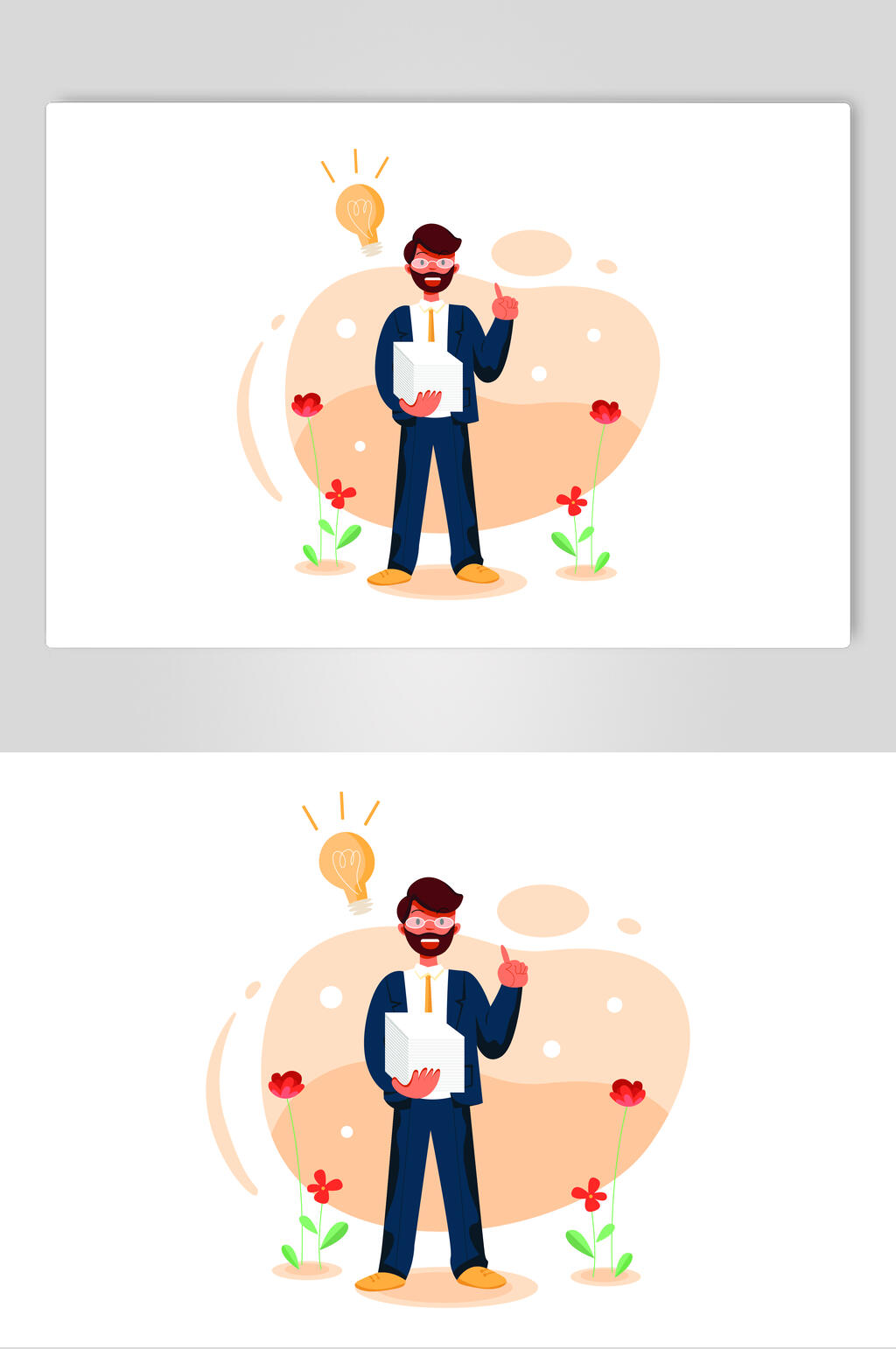 花朵黄色灯泡手绘办公运动矢量素材素材