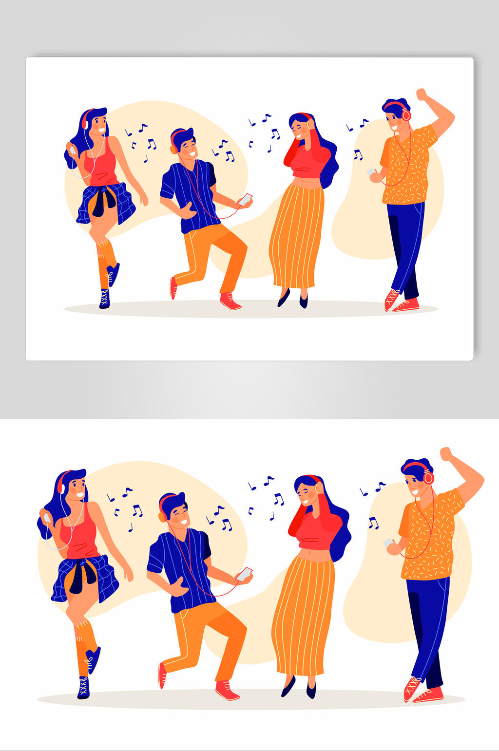 音乐蓝黄简约手绘舞蹈街舞矢量素材素材