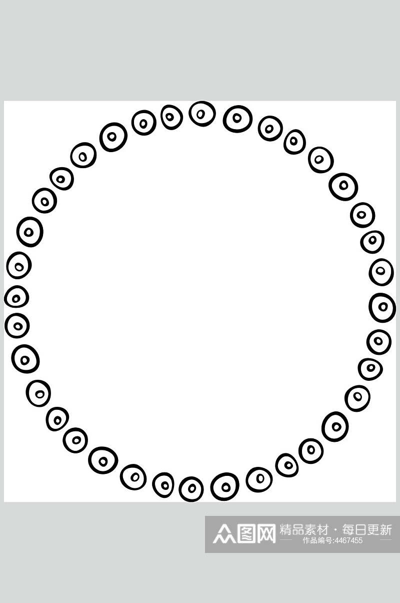 黑色手绘简约清新圆圈徽标矢量素材素材