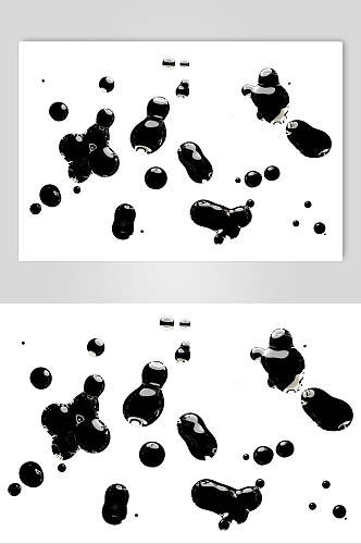 圆形黑色手绘清新透明水滴液体素材