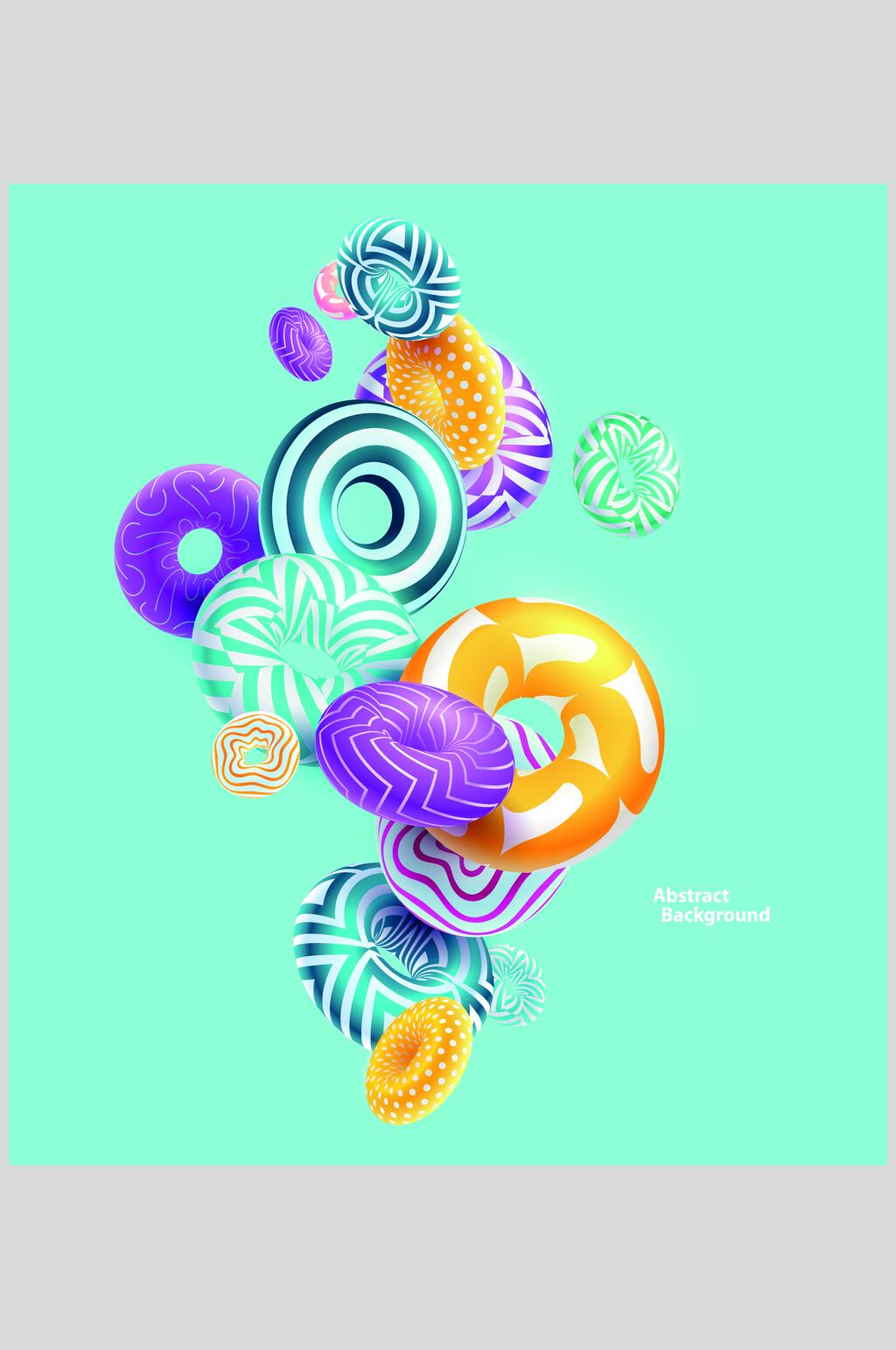 线条圆形简约流体立体几何矢量素材素材