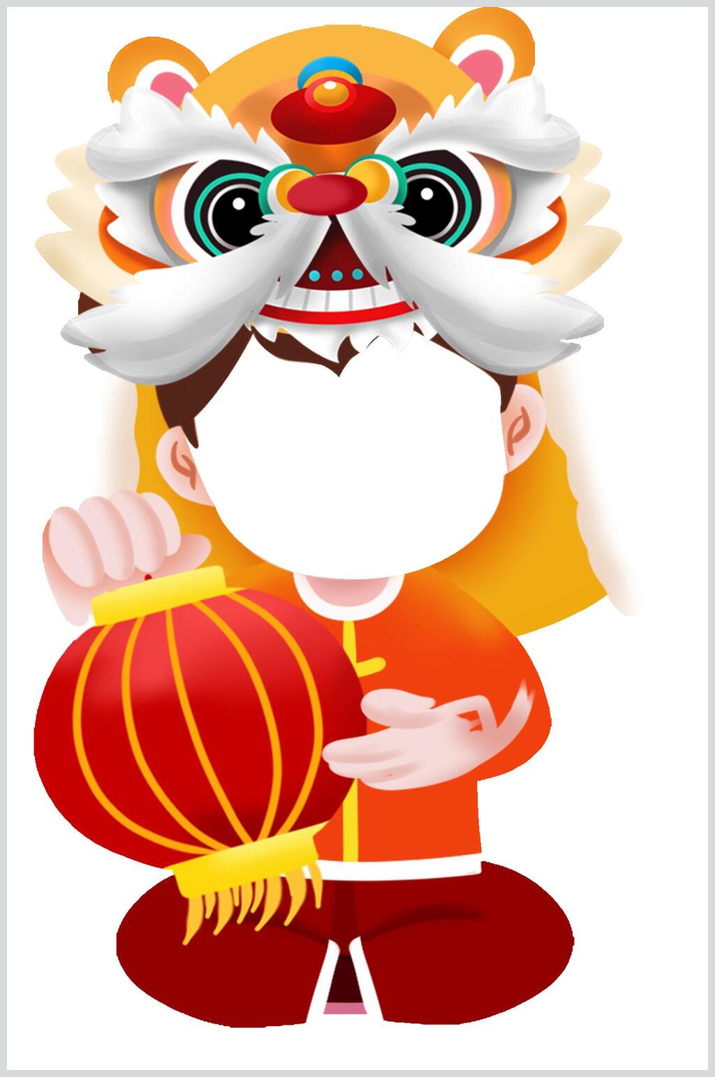灯笼虎年拍照框素材