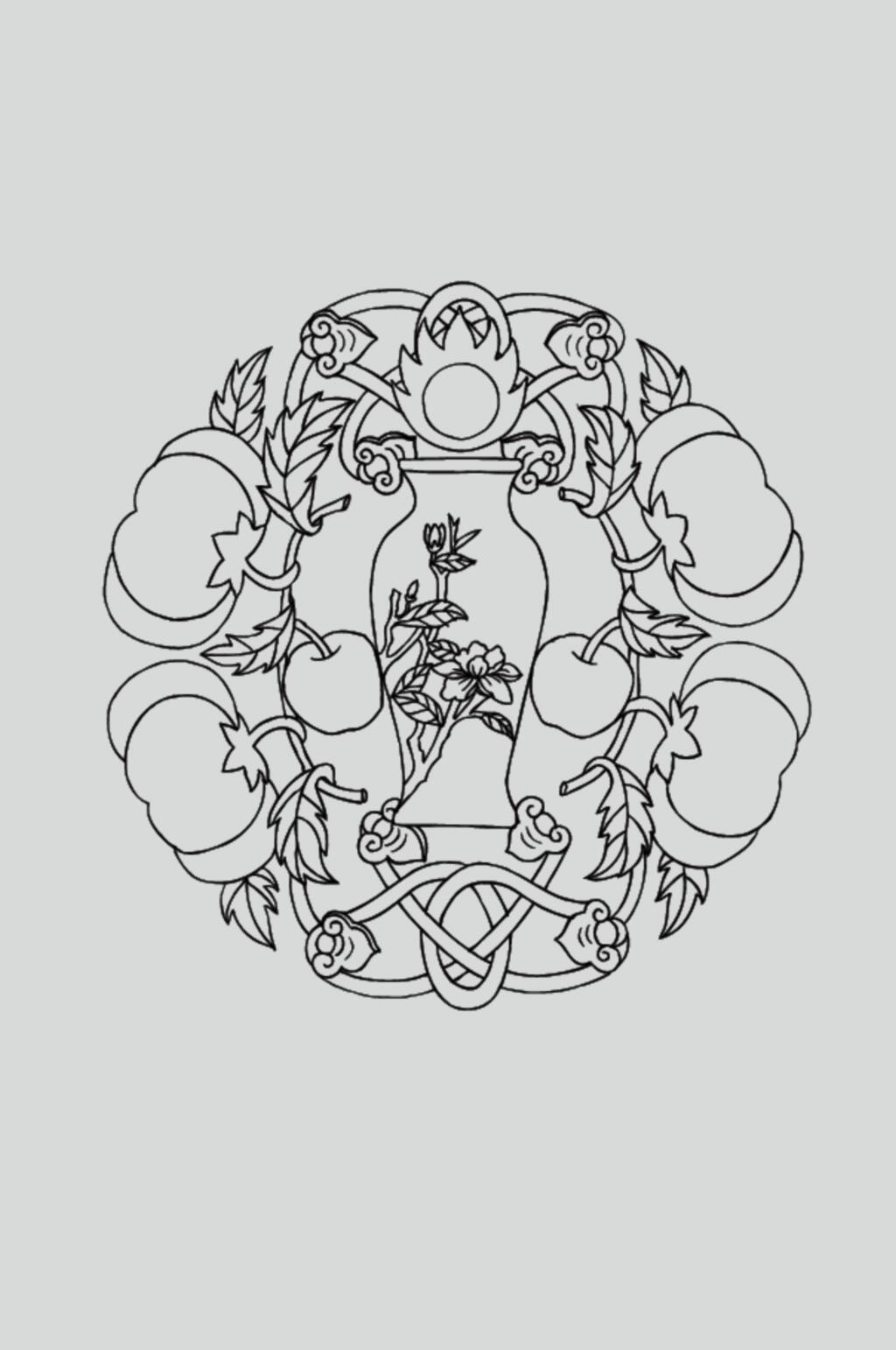 南瓜黑色手绘古典线描纹样矢量素材素材
